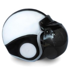 KiosStore - Helm Bogo Anak Retro Kulit Sintetis Kids Zaman NoW usia 2-6 Tahun Putih Hitam