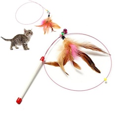 Kitten PET Kucing Interaktif Fun Toy Kawat Baja Kolom Warna-warni Menggoda Stick With Bell-Intl