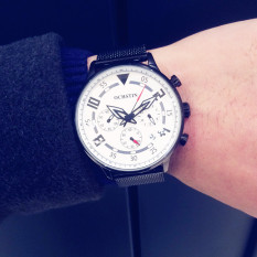 Produk Asli Korea Selatan Tren casual bisnis klasik vintage Inggris Jam tangan pria modis kepribadian murid Tali jaring Jam Tangan pria