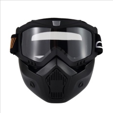 Knight Pakaian Retro Harley Masker Sepeda Motor Silang-Country Balap Kacamata Olahraga Berkuda Helm Kacamata Horse Masker (Hitam) -Internasional