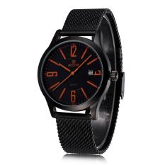 Kobwa Ramping Jam Tangan Bertali Gerigi Otentik Skone Slim Pria Menonton Pria Menonton Black Kalender Keren (Coklat)