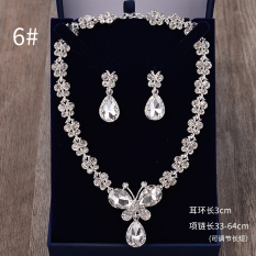 Korea Benang Anting Menikah Gaun Pengantin Asesoris Berlian Imitasi Kalung