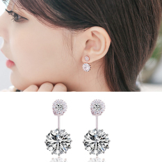 Korea Modis Gaya Anting Tusuk Model Depan Belakang Pemasangan Kecil Zirkon Anting