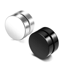 Korea Modis Gaya Perak Hitam Magnet Magnet Anting