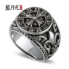 Korea Modis Gaya Sintetis Obsidian Cincin Perak Cincin