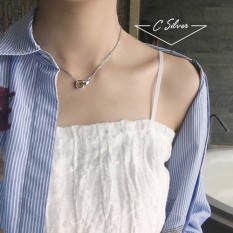 Korea S 925 Murni Perak Kalung Sangat Singkat Beberapa Berapa Tepatnya Persegi Bundar Irregular Wreath Gembok Tulang kalung Pendek Wanita Gaya-Internasional