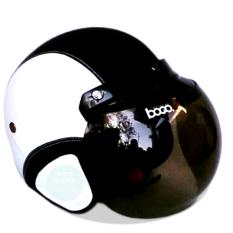 Kreasi Lokal - Helm Retro Classic Kaca Bogo Dewasa - Putih Hitam
