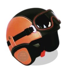 Kreasi Lokal - Helm Retro Style Clasic Kacamata - Tan Hitam