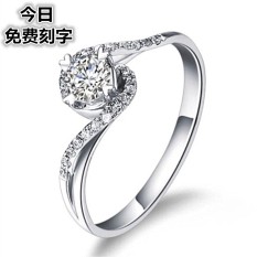 KT S925/18 K Perempuan Produk Asli Berlapis Platinum Cincin Kawin Miniatur Cincin Berlian