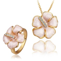 Kundan Perhiasan Online Women Romantis Party Tin Alloy Bridal Perhiasan Set Cincin Kalung Tanaman Berlapis Emas-Internasional