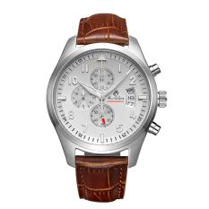 KuRun Genuine Leather Strap Watch Pria Sangat Lama Polaroid QUARTZ Watch Tahan Air Sport Tide Fashion Calendar Large Dial Watch (putih)