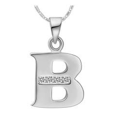 La Vie 18 K Emas Putih Kalung Liontin Huruf A Sampai Z Berlapis (Sliver)