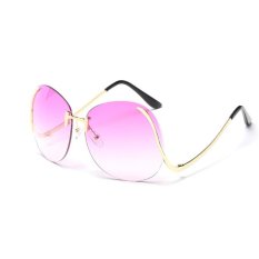Ladies Fashion Optik Bingkai Logam Kacamata Bundar Yang Luar Biasa Tanpa Bingkai Kacamata Hitam-Intl