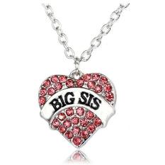 Sesuai Besar SIS Hati Kristal Liontin Kalung Perhiasan Hadiah For Adik Kecil Teman Baik Gadis Remaja Wanita (berwarna Merah Muda) LALANG