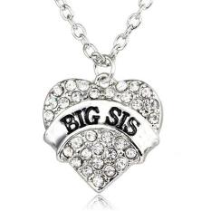 Sesuai Besar Sis Hati Kristal Liontin Kalung Perhiasan Hadiah Untuk Adik Kecil Teman Baik Gadis Remaja Wanita (putih) LALANG