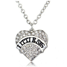 Pencocokan Adik Kecil Hati Kristal Liontin Kalung Perhiasan Hadiah Untuk Adik Kecil Teman Baik Gadis Remaja Wanita (putih) LALANG