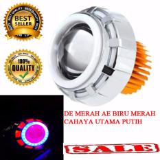 Lampu Led Projector bulat Double Ae biru merah + De merah lampu projie motor