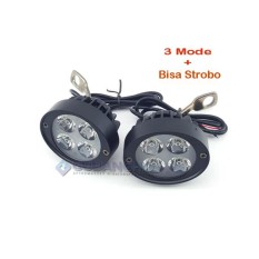 Lampu Tembak Sorot LED U3 Spion Motor Cree 4 Mata 12W Spotlight Strobo