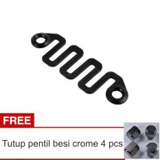 Lanjarjaya Car Hanger / Car Hook Bag Aksesoris Gantungan kursi jok di Mobil Hitam + Tutup Pentil Besi Crome 4pcs