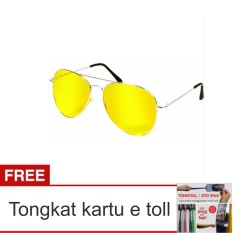 Lanjarjaya Kacamata Malam Anti Silau Night View Sunglasses + Tongkat Kartu E Toll