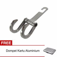Lanjarjaya Stainless Steel Car Hanger Aksesoris Gantungan kursi jok di Mobil + Dompet kartu