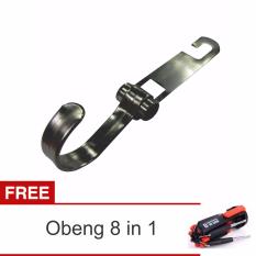 Lanjarjaya Stainless Steel Car Hanger Aksesoris Gantungan kursi jok Single kait di Mobil + Obeng 8 in 1