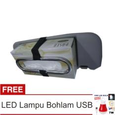 Lanjarjaya Stainless steel Tempat kotak Car Sun Visor Tissue Holder Tempat Tissue Gantung + LED Lampu Bohlam USB