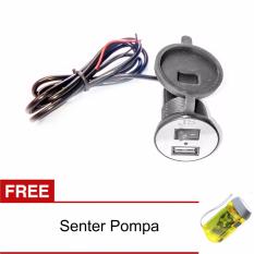 Lanjarjaya USB Charger Motor Waterproof Cas HP di motor warna random + Senter pompa