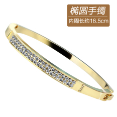 Lantingshijia Korea Fashion Style Perempuan Paduan Bertatah Berlian Berlapisan Emas Bagian Buka Tutup Gelang Gelang