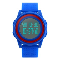 Model Terbaru Skmei 5Bar Waterproof Ultra Tipis LED Digital Watch Men Blue Tali PU Wanita Olahraga Luar Ruangan Watches Fashion Unisex Jam Tangan 1206 skmei (Biru) -Intl