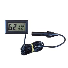 LCD Digital Tertanam Termometer Higrometer dengan Menyelidiki Eksternal untuk Inkubator Akuarium Unggas Reptil Hitam-Internasional