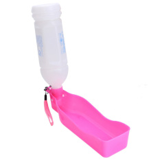 LCD Portable Plastik PET Water Dispenser Botol Makan For Anjing Cat600ml (Pink)
