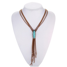 Kulit Rumbai Kalung Western BOLO Tie Tribal Kalung BoHo Hippie Indian Perhiasan Asli Amerika Navajo Online Toko India-Intl
