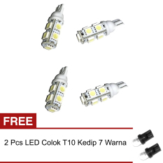 LED 9 Mata Colok Untuk Lampu Motor 4 Pcs - Putih + Gratis 2 Pcs LED Colok Kedip 7 Warna