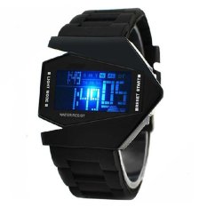 LED Watch Airplane Pilot LED Flashlight Alarm Rubber Strap Sport Watch Black
