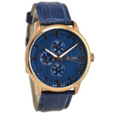 Lee Cooper Jam Tangan Pria Biru Rosegold Leather Strap LC-32G-E