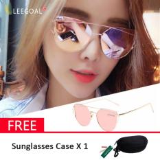 Leegoal Kacamata Wanita Kacamata Hitam Anti UV, Emas dan Pink
