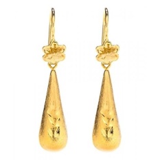 Seumur Hidup Perhiasan Jatuh Anting-Anting, 24 K Gold Lebih Semi Logam Mulia, dibuat Aman untuk Paling Peka Telinga, Dirancang untuk Menahan Noda Seumur Hidup, 1.25 Inches Panjang-Internasional