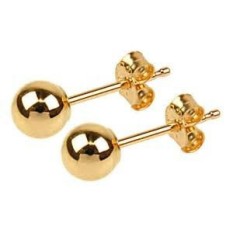Seumur Hidup Perhiasan Stud Anting-Anting, Medium, 24 K Gold Lebih Semi Logam Mulia, bulat Manik-manik dengan Bedah Tiang Baja Membuatnya Aman untuk Paling Peka Telinga, 5 Mm Diameter-Internasional