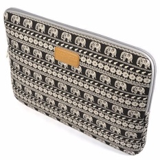 Lightning Power-Bohemian Style Canvas Laptop Notebook Ultrabook 13 Inch Sleeve Carrying Case Bag untuk MacBook Pro MacBook Air A1369/13.3 Inch HP Stream (Pola Gajah-Hitam) -Intl