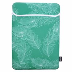 Lightning Power-Feather Series Soft Neoprene Laptop Notebook Ultrabook Sleeve Carrying Case Bag untuk MacBook Air A1370 11- Inch/HP Stream 11 (Warna Hijau Tua dengan Bulu Putih-11 Inch) -Intl