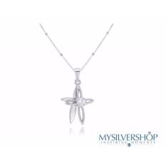 Liontin + Kalung Salib Silver 925 - Berlapis Emas Putih