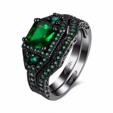 LKN18KRGPR870 Pria Retro Cincin Berlian Hijau Ukuran 7-Intl