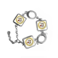 Logo Taiwan Attractions Building Square Shape Metal Bracelet Love Gifts Jewelry With Chain Decoration - intl