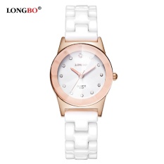 LONGBO Merek Jam Tangan Fashion Wanita Watch 2017 Putih Keramik Diamond Waterproof Jelly QUARTZ Jam Tangan-Internasional