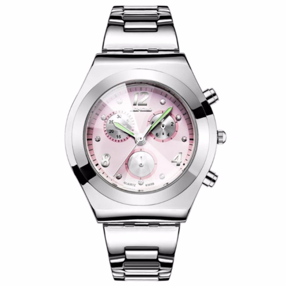 LONGBO Jam Tangan Wanita Luxury Fashion Casual Stainless Steel Quartz Analog Women Lady Watch - Pink 