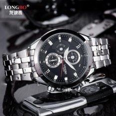 (Longbo) pria Korea fashion quartz strip tahan air watch 8650 cool siswa muda (Perak)