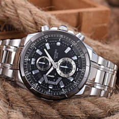 LONGBO Pria Militer Stainless Steel Tahan Air Jam Tangan Kuarsa Watch (Hitam)-Intl