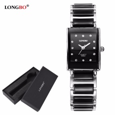 Ristos Tahan Air Mewah Persegi Bisnis Jam Tangan Keramik Jam Tangan Kasual Sepasang Arloji QUARTZ 8395A + Jam Tangan Kotak-Intl