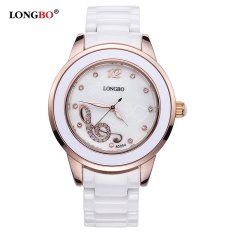 LONGBO Fashion Wanita Jam Tangan Pertama Keramik Band QUARTZ Gelang Jam-80054-Intl